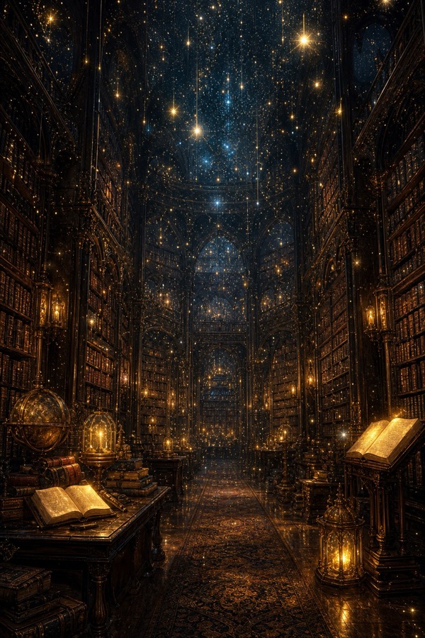 星が降り注ぐ幻想的な図書館